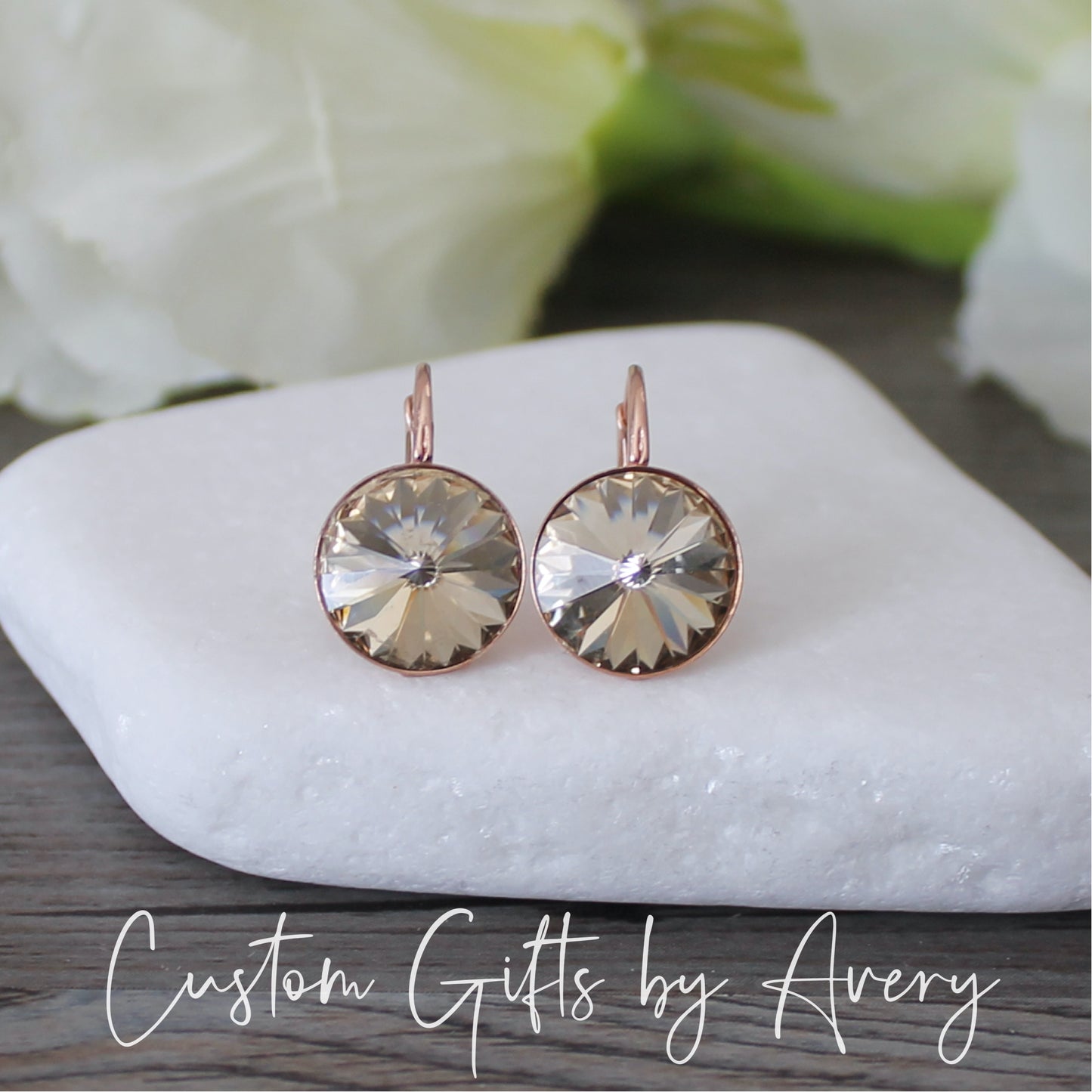 Bella Inspired Austrian Crystal Earrings ~ Golden Champagne