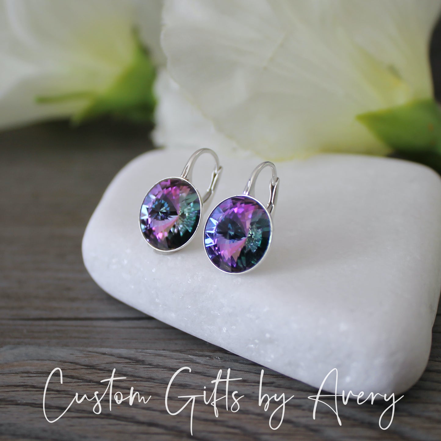 Bella Inspired Austrian Crystal Earrings ~ Vitrail Light