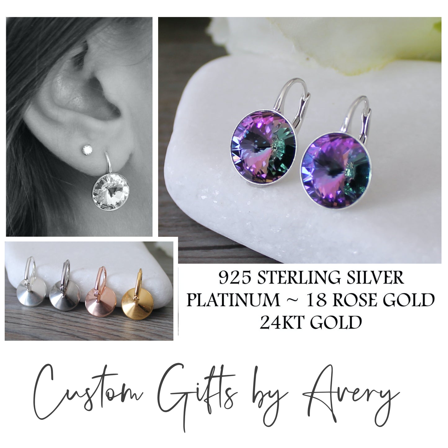 Bella Inspired Austrian Crystal Earrings ~ Vitrail Light