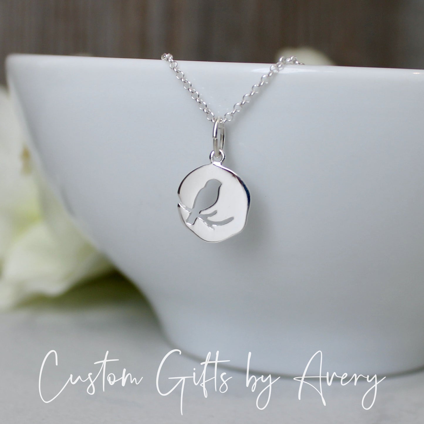 Sterling Silver Bird on a Branch Necklace