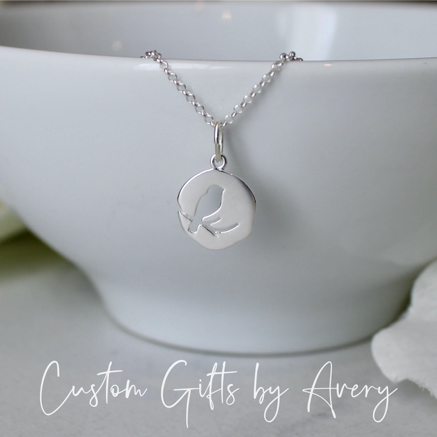 Sterling Silver Bird on a Branch Necklace