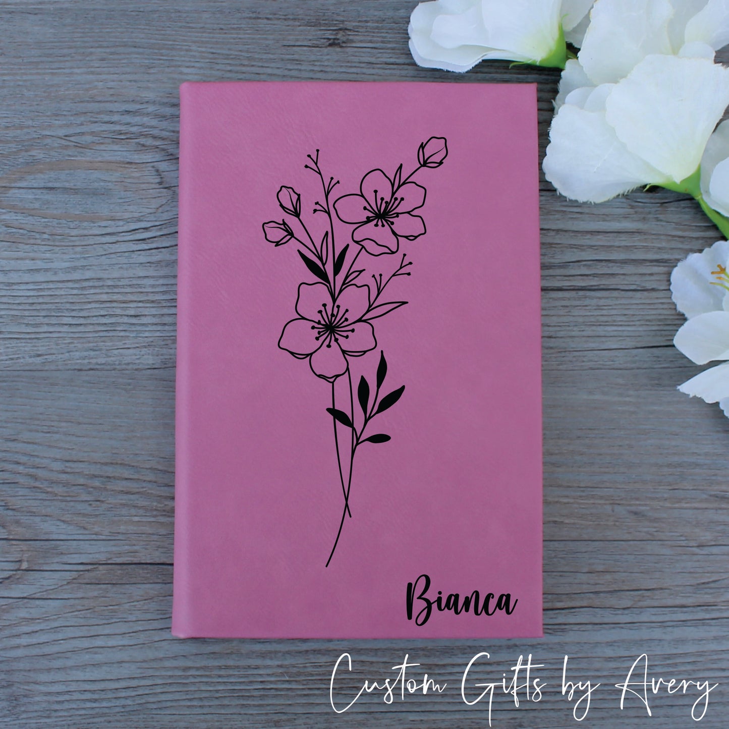 Personalized Birth Flower Notebook Journal