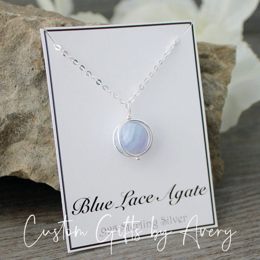 Blue Lace Agate Gemstone Necklace