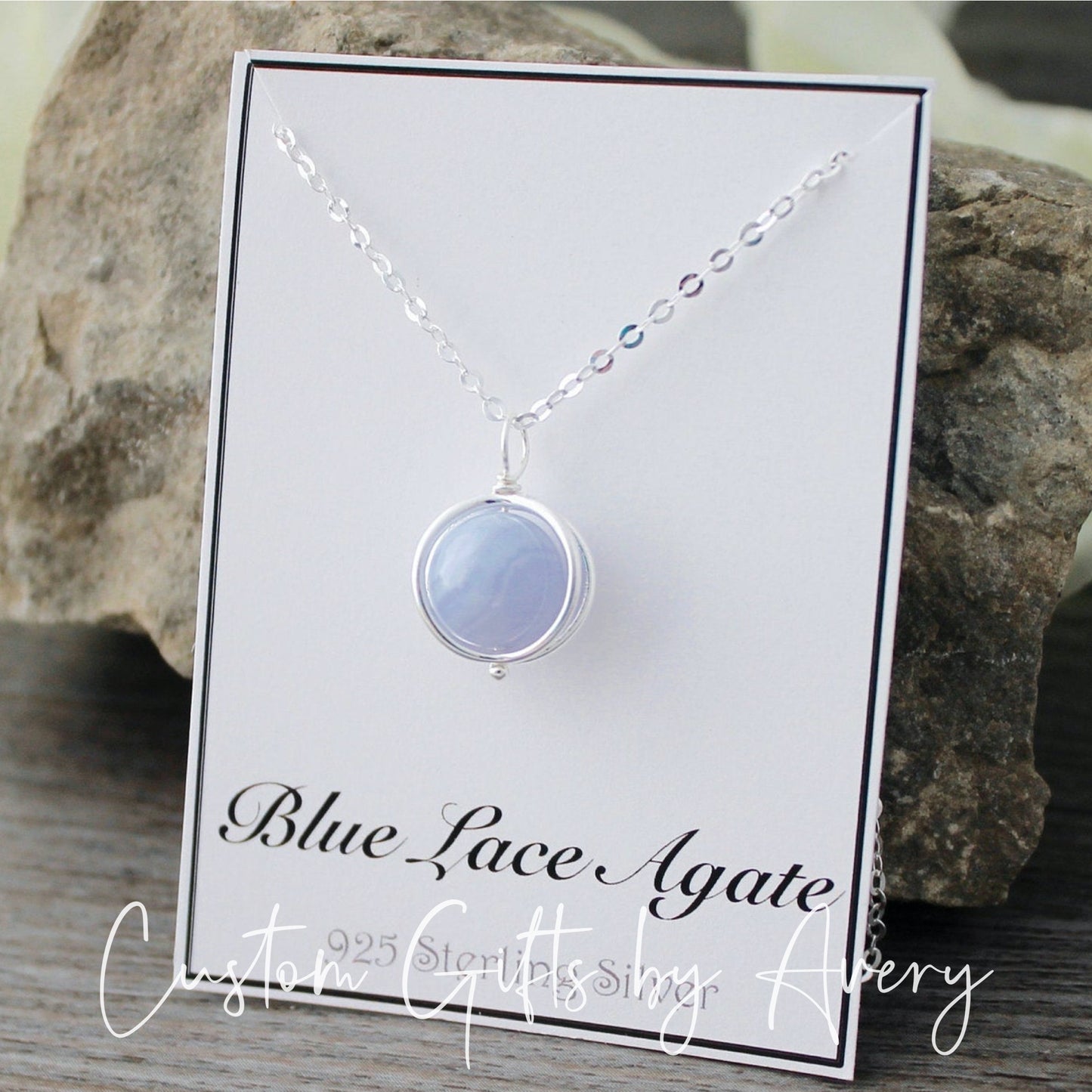 Blue Lace Agate Gemstone Necklace