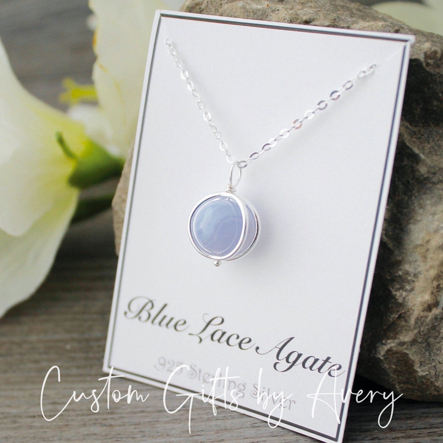 Blue Lace Agate Gemstone Necklace