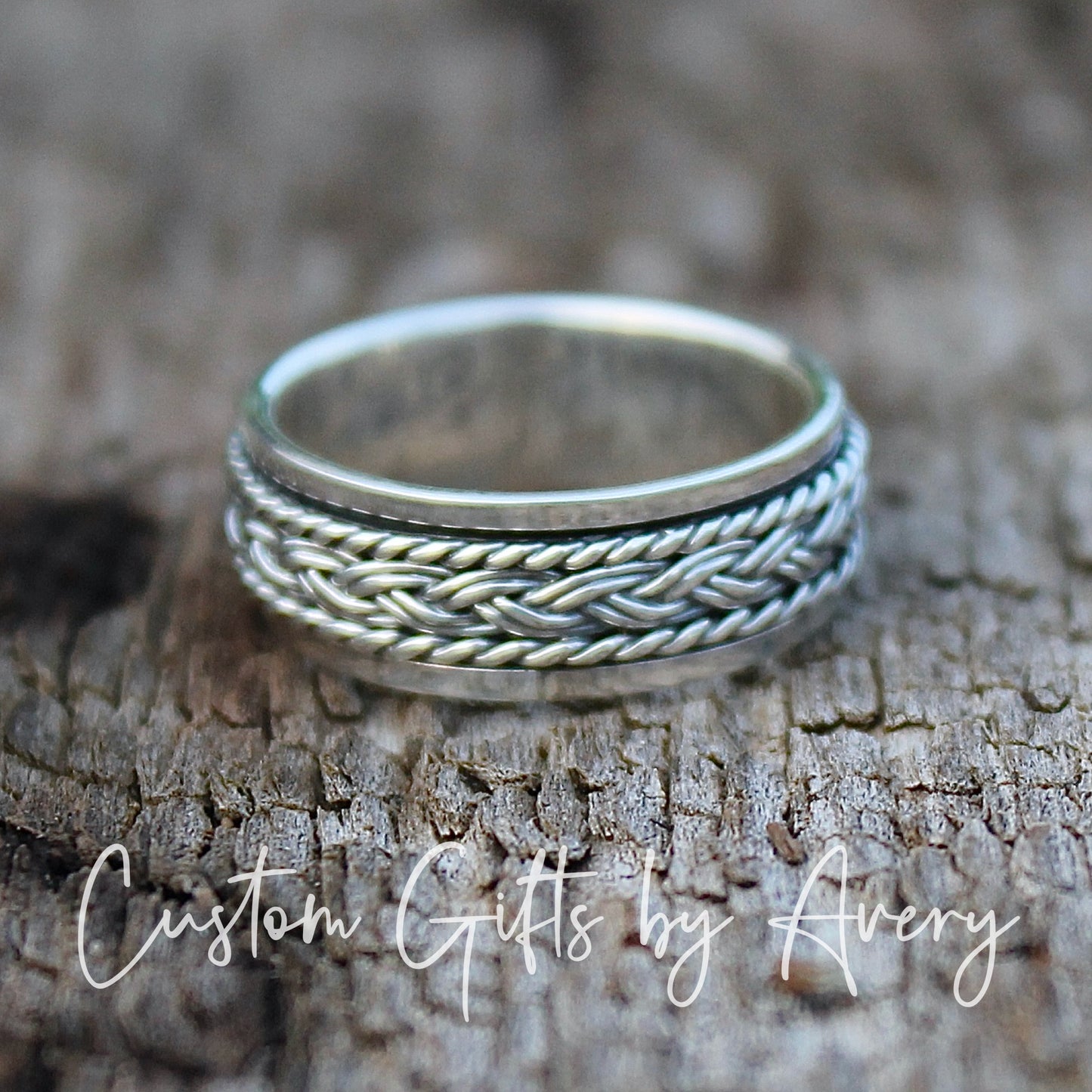 Sterling Silver Celtic Braided Weave Spin Ring