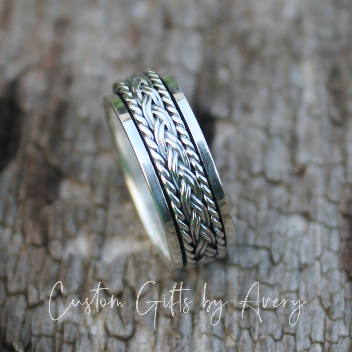 Sterling Silver Celtic Braided Weave Spin Ring