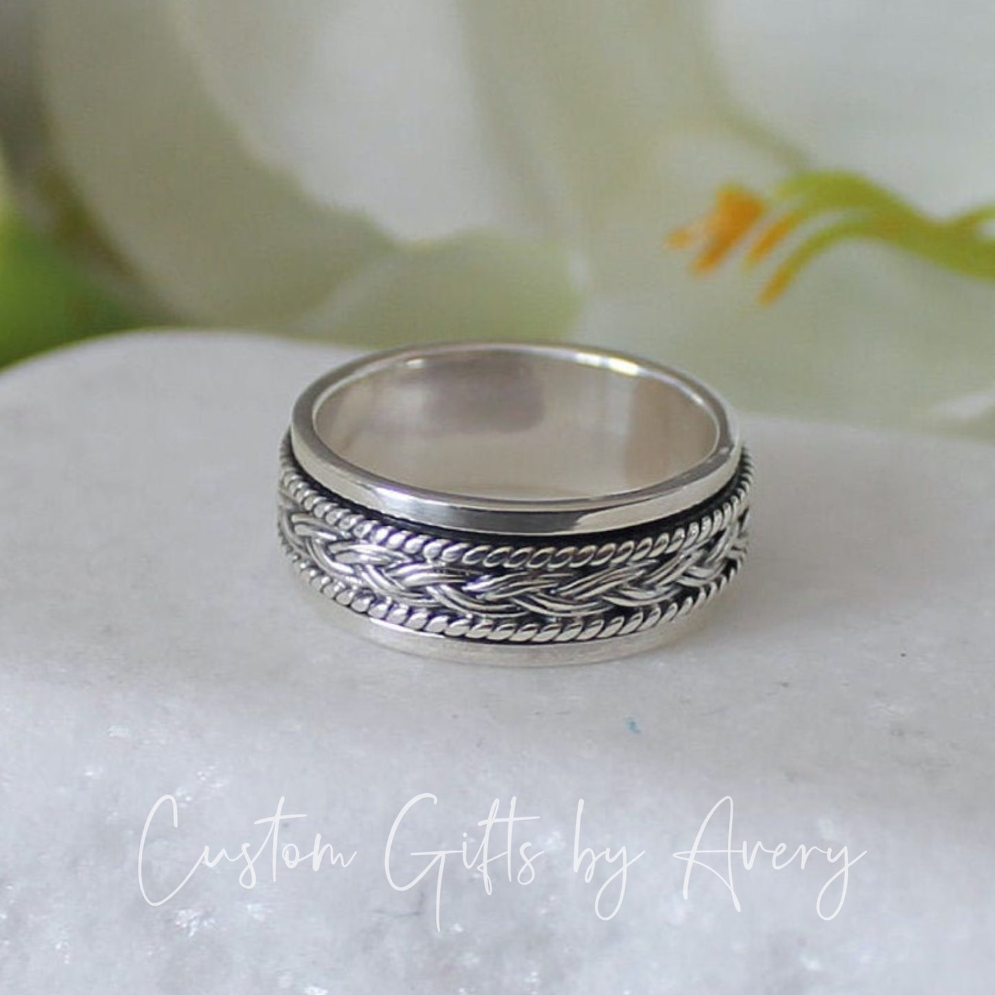 Sterling Silver Celtic Braided Weave Spin Ring