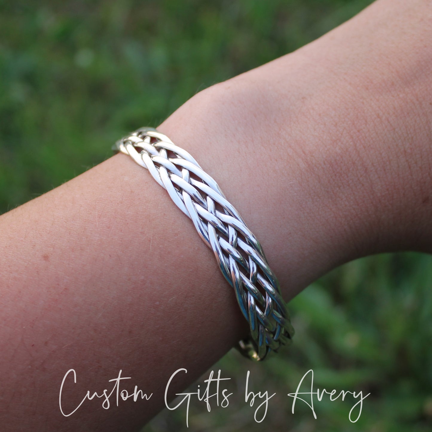 Adjustable Sterling Silver Braided Cuff Bracelet