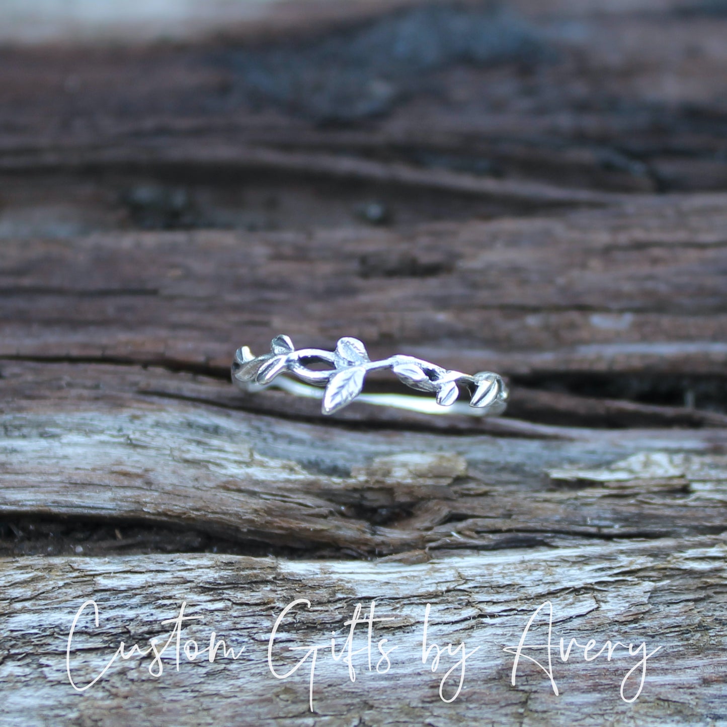 Sterling Silver Twisted Branch & Leaf Ring