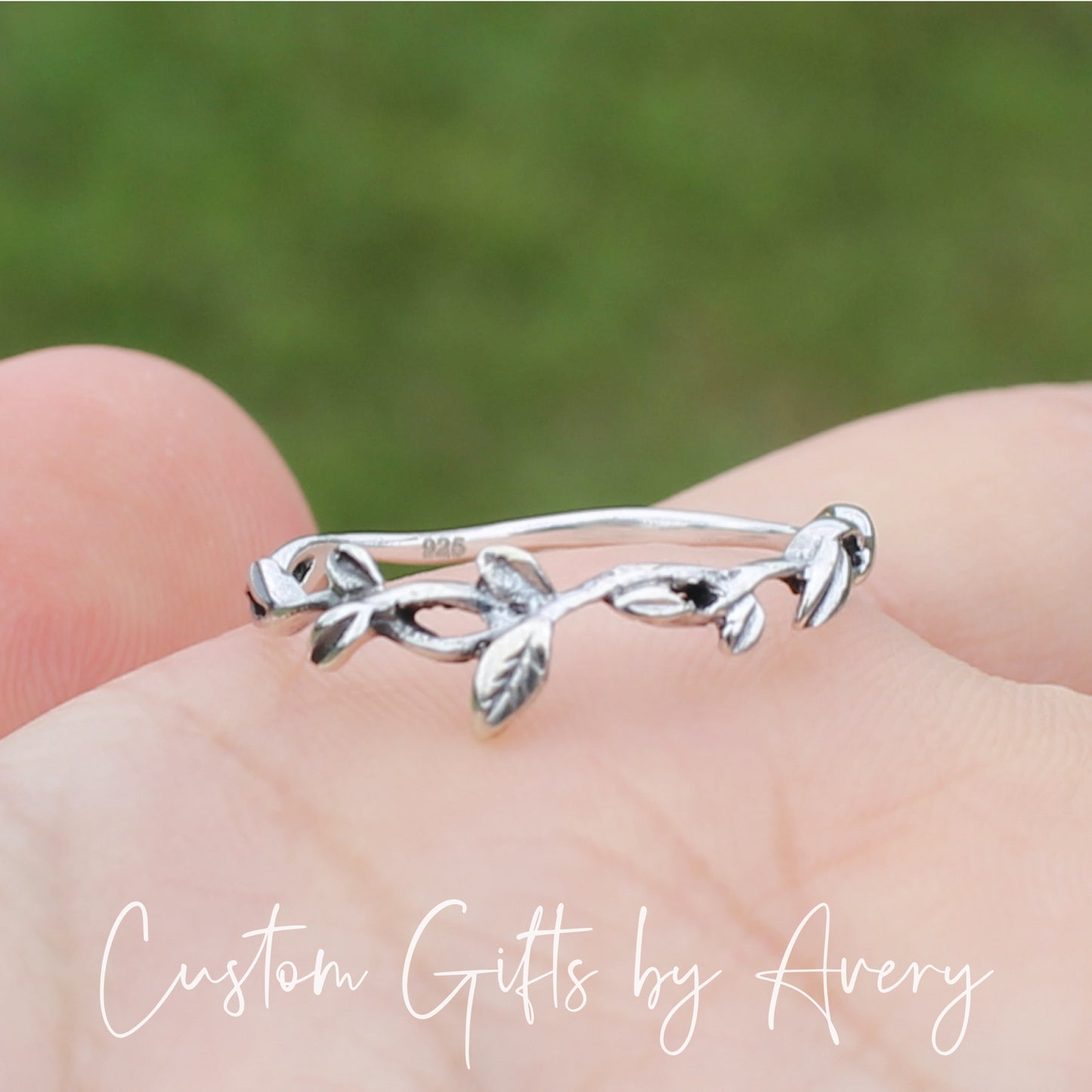 Sterling Silver Twisted Branch & Leaf Ring