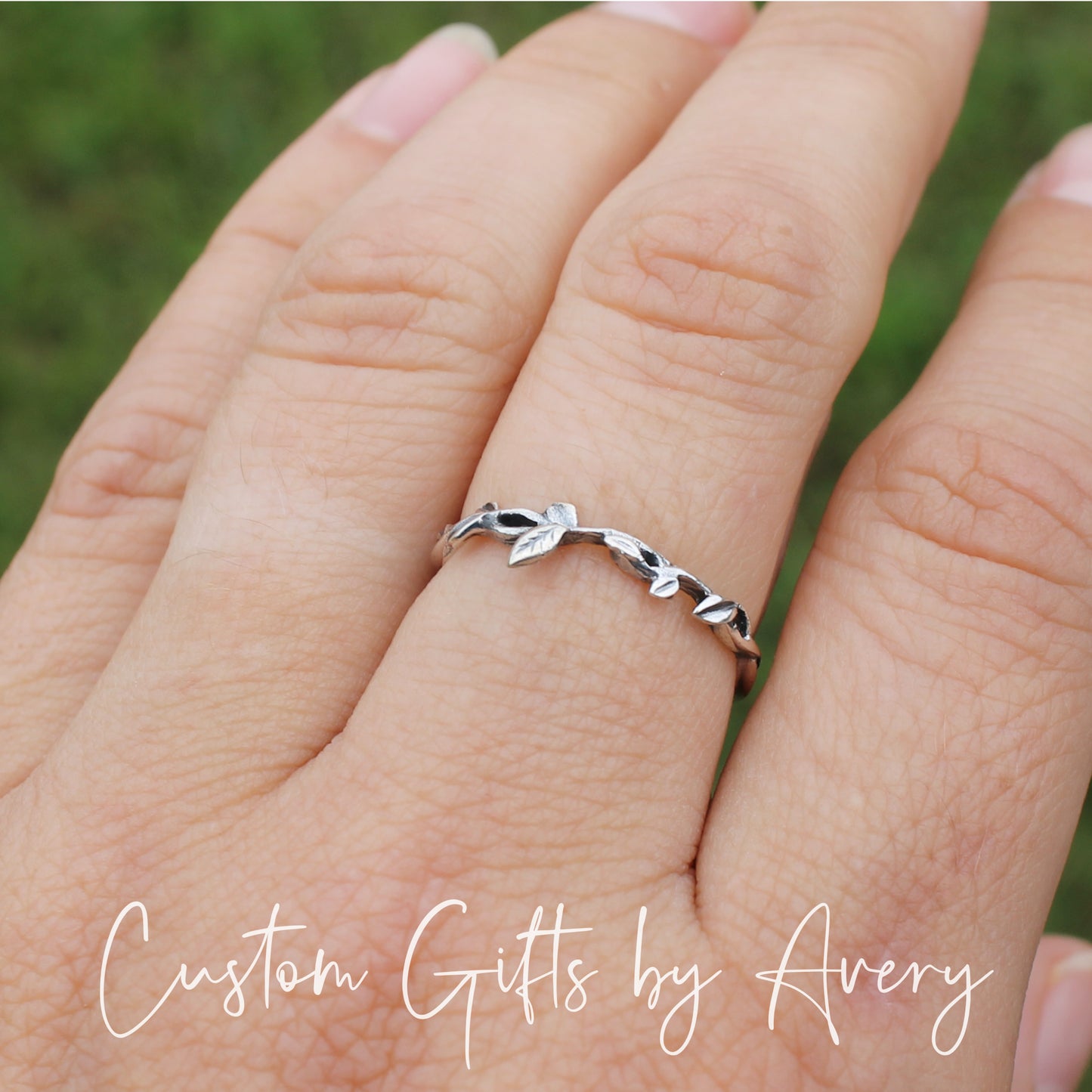 Sterling Silver Twisted Branch & Leaf Ring