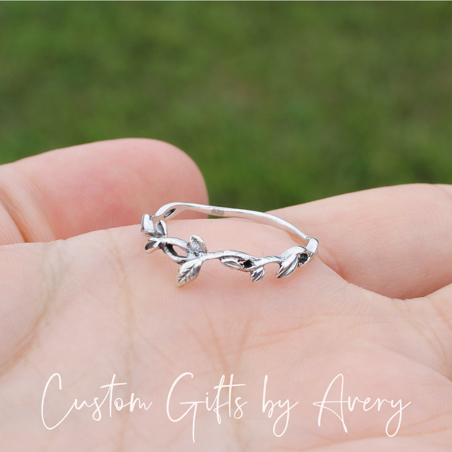 Sterling Silver Twisted Branch & Leaf Ring