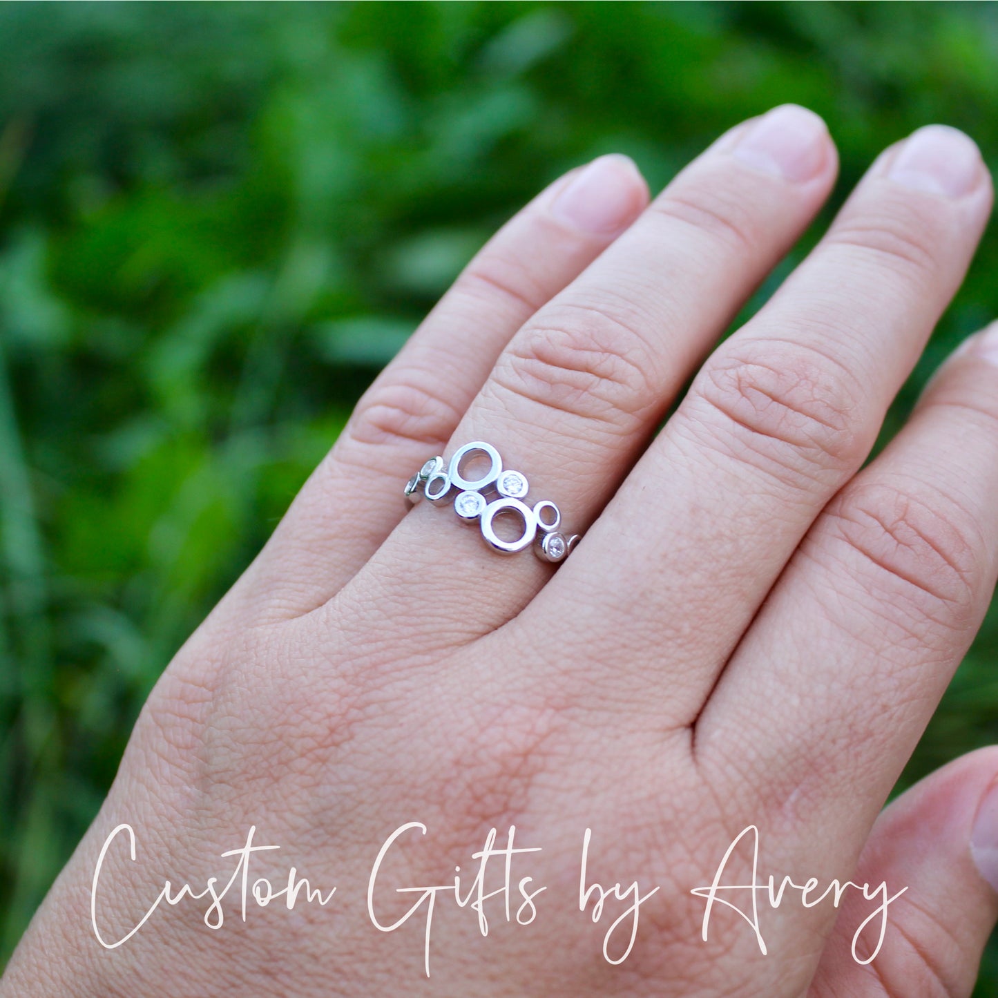 Sterling Silver Bubble Cluster Ring with Cubic Zirconia