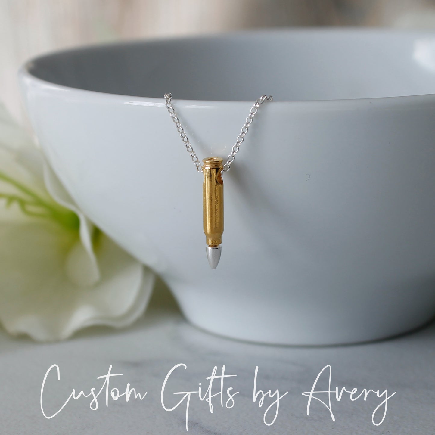 Sterling Silver or Gold Vermeil Bullet Necklace