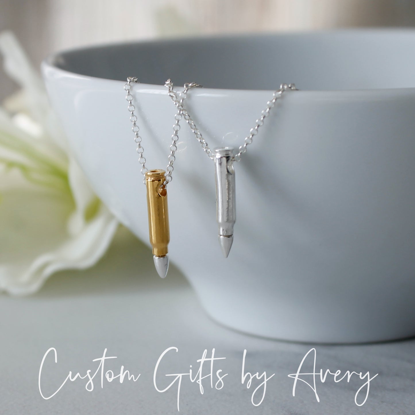 Sterling Silver or Gold Vermeil Bullet Necklace