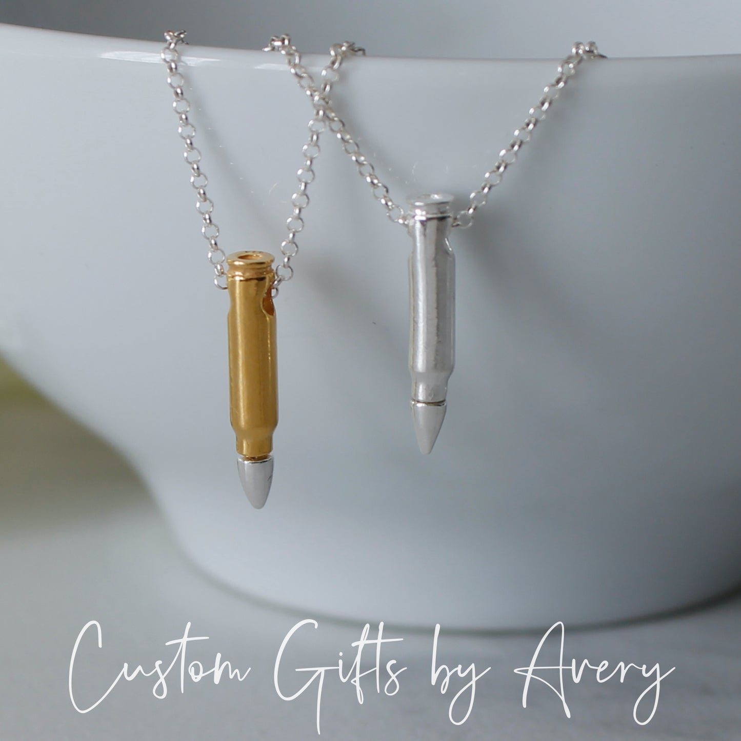 Sterling Silver or Gold Vermeil Bullet Necklace