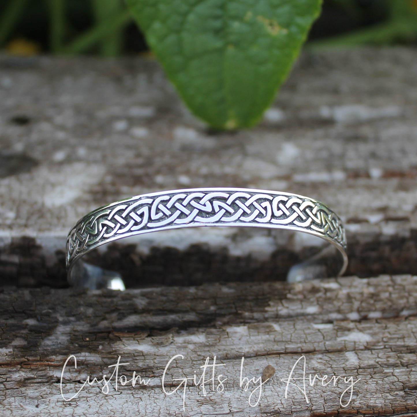 Solid Sterling Silver Adjustable Celtic Knot Cuff Bracelet