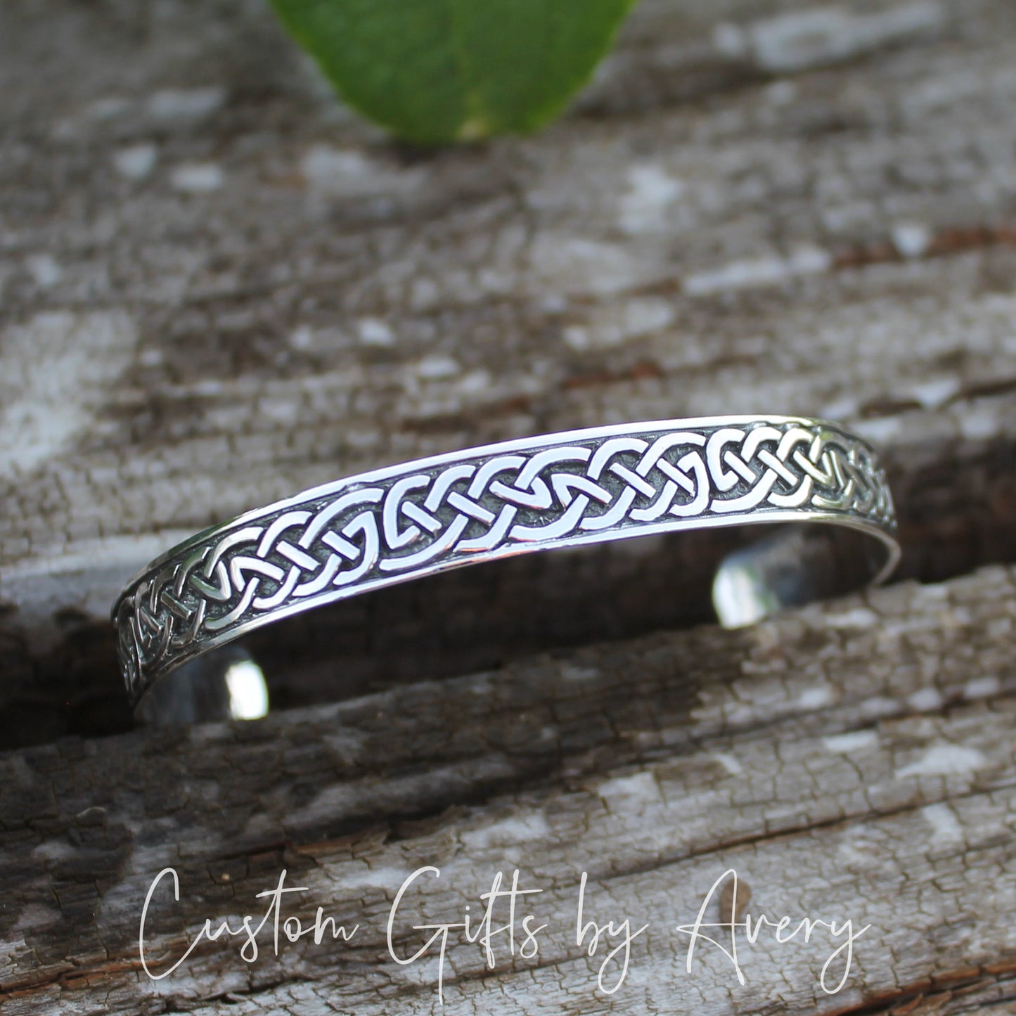 Solid Sterling Silver Adjustable Celtic Knot Cuff Bracelet