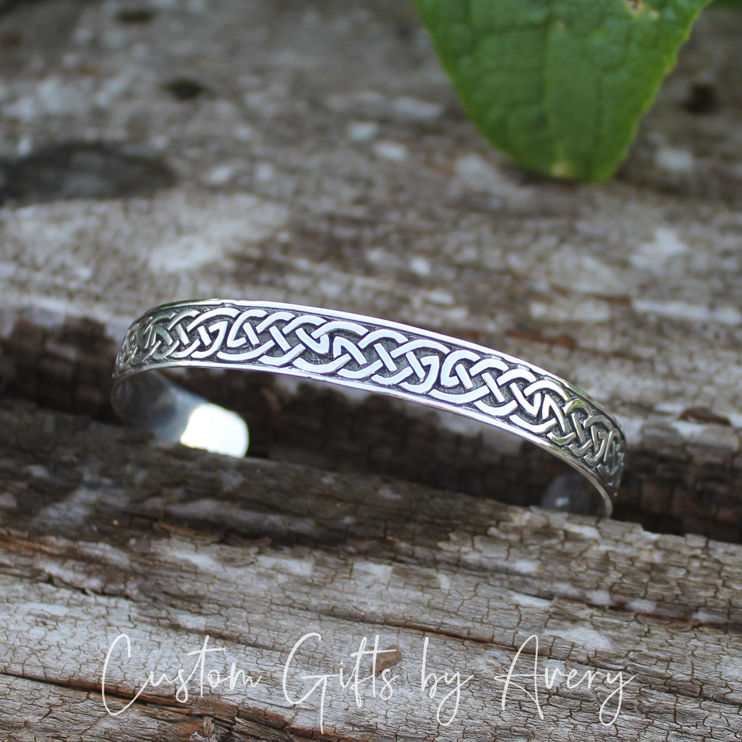 Solid Sterling Silver Adjustable Celtic Knot Cuff Bracelet