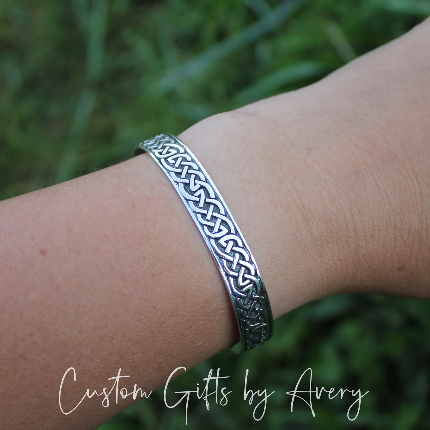 Solid Sterling Silver Adjustable Celtic Knot Cuff Bracelet