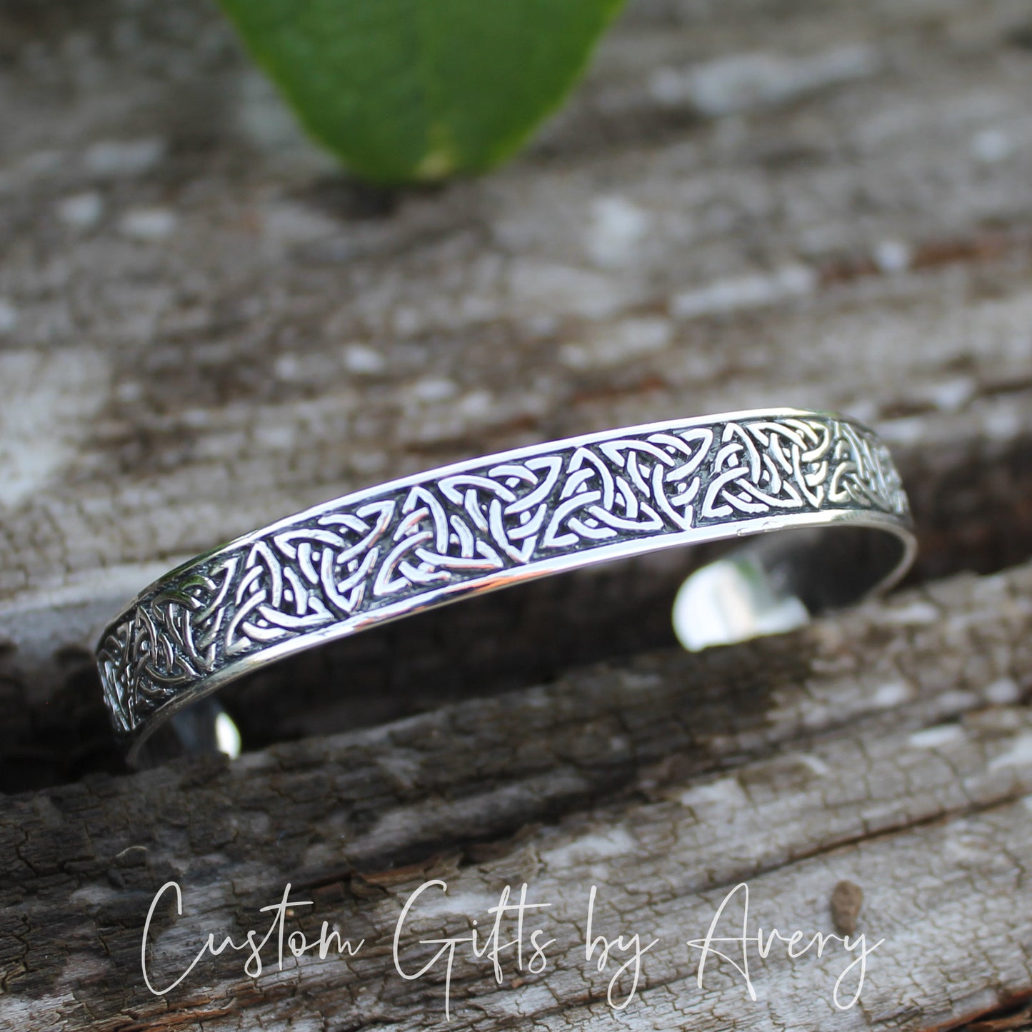 Solid Sterling Silver Adjustable Celtic Triquetra Cuff Bracelet