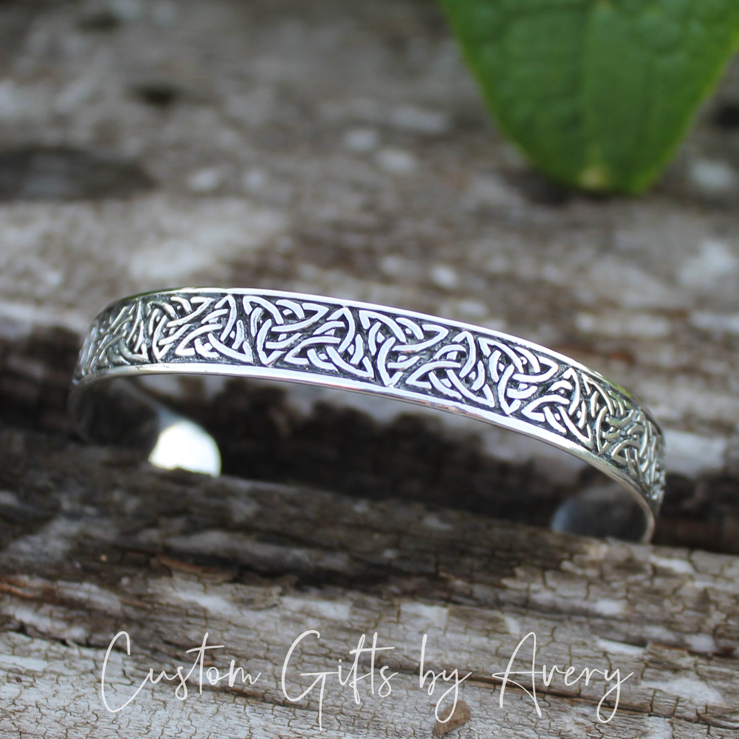 Solid Sterling Silver Adjustable Celtic Triquetra Cuff Bracelet