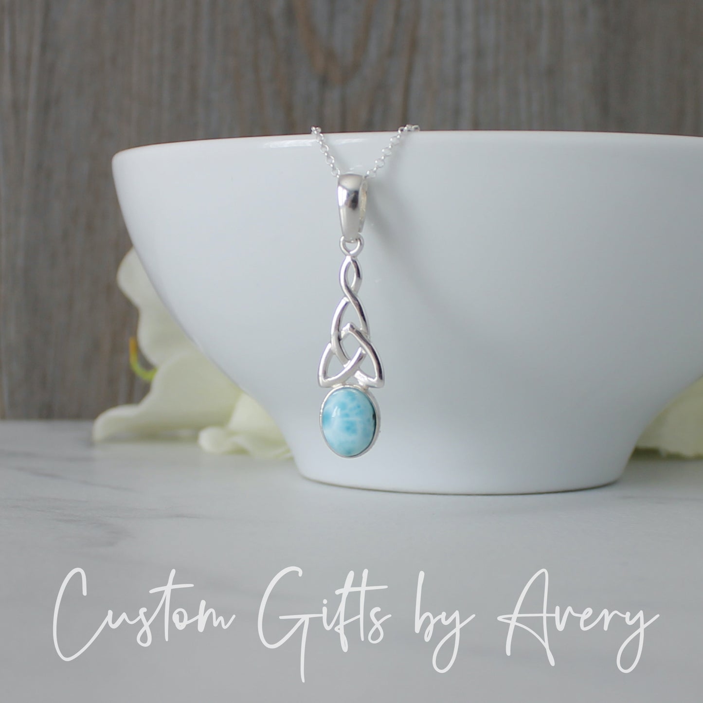 Sterling Silver Celtic Larimar Necklace