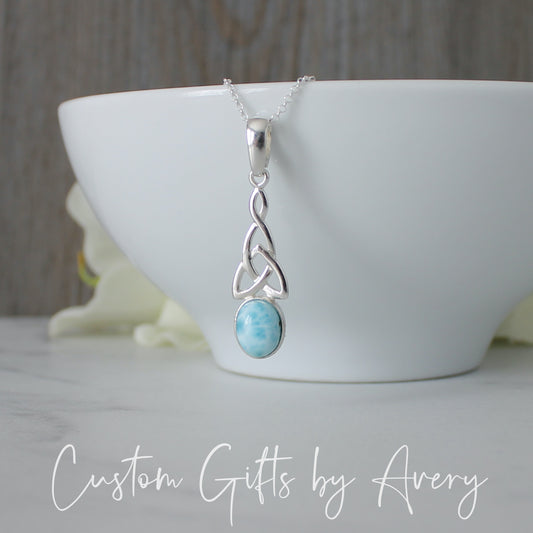 Sterling Silver Celtic Larimar Necklace