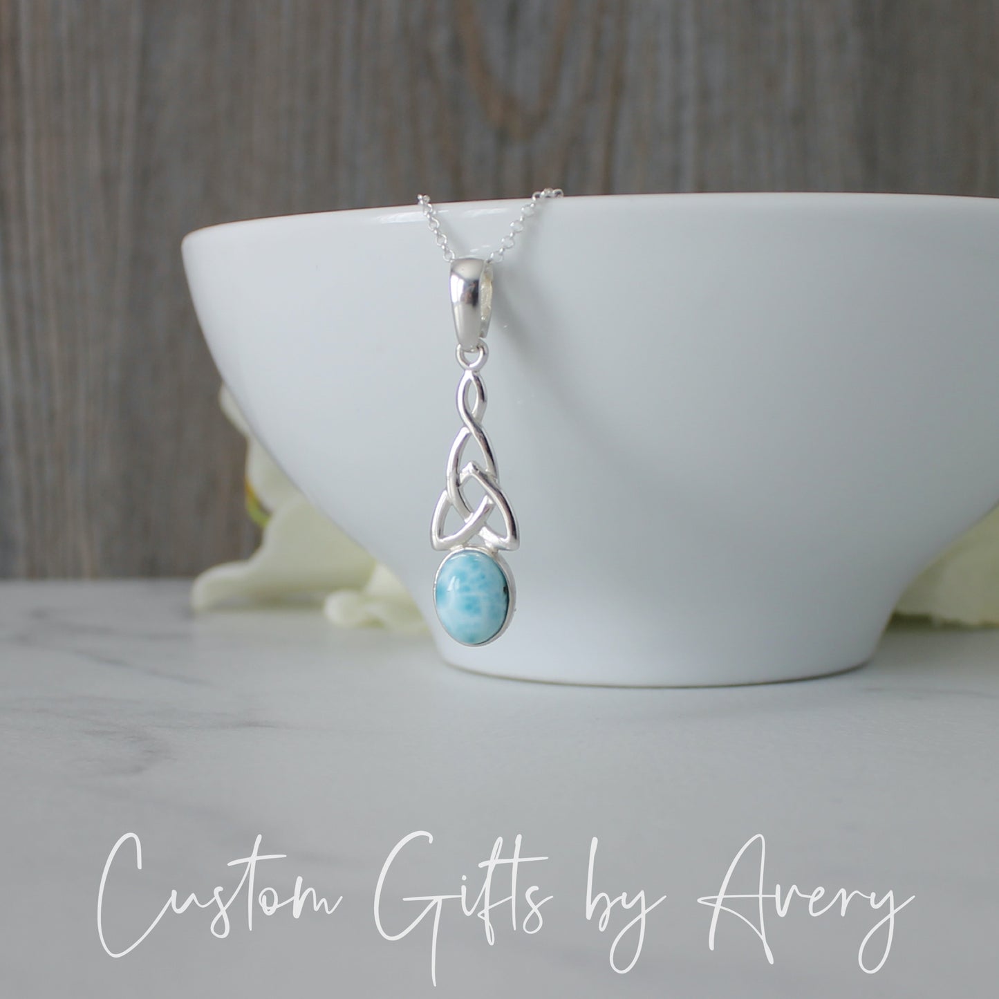 Sterling Silver Celtic Larimar Necklace