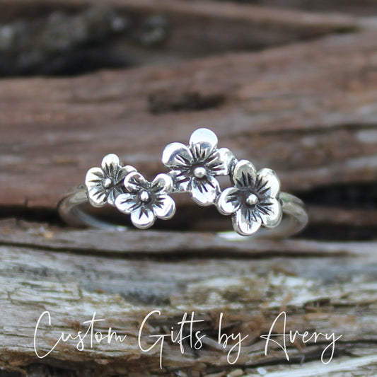 Sterling Silver Cherry Blossom Ring