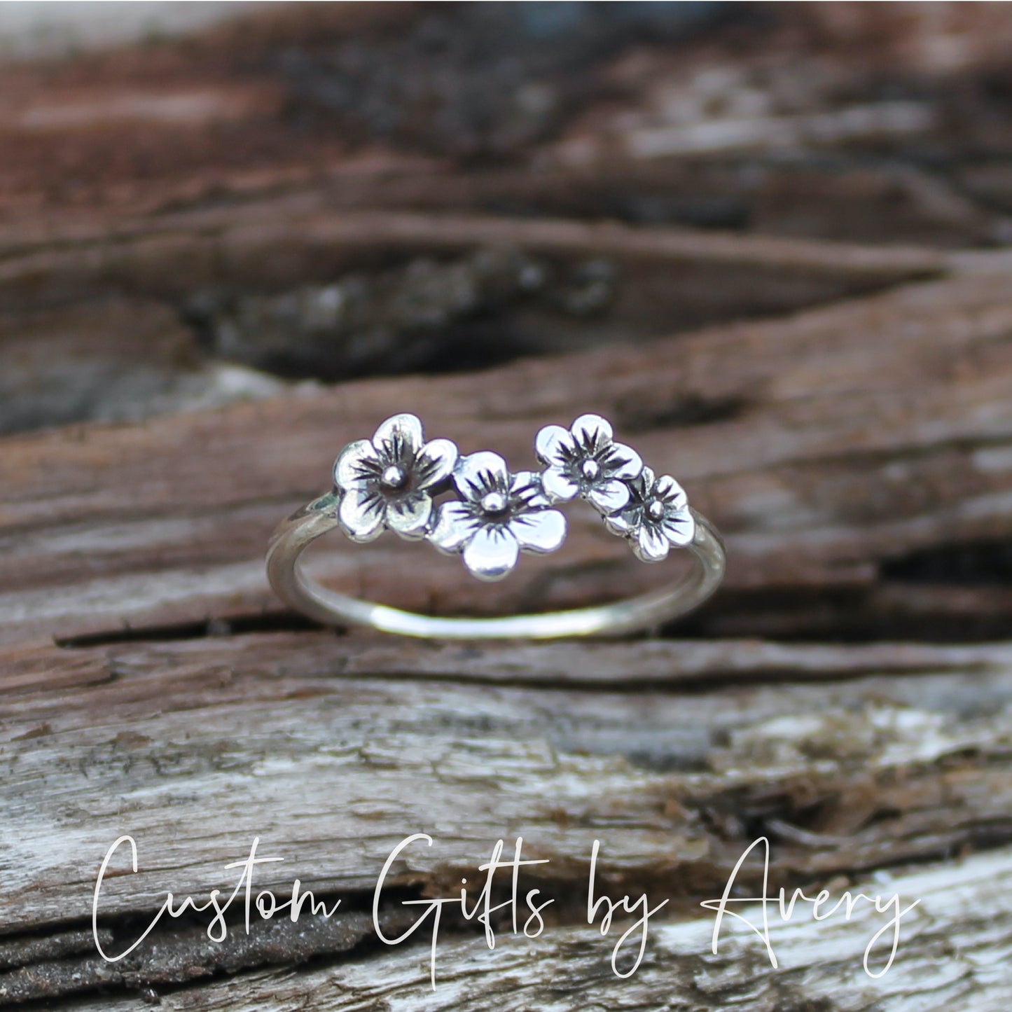 Sterling Silver Cherry Blossom Ring