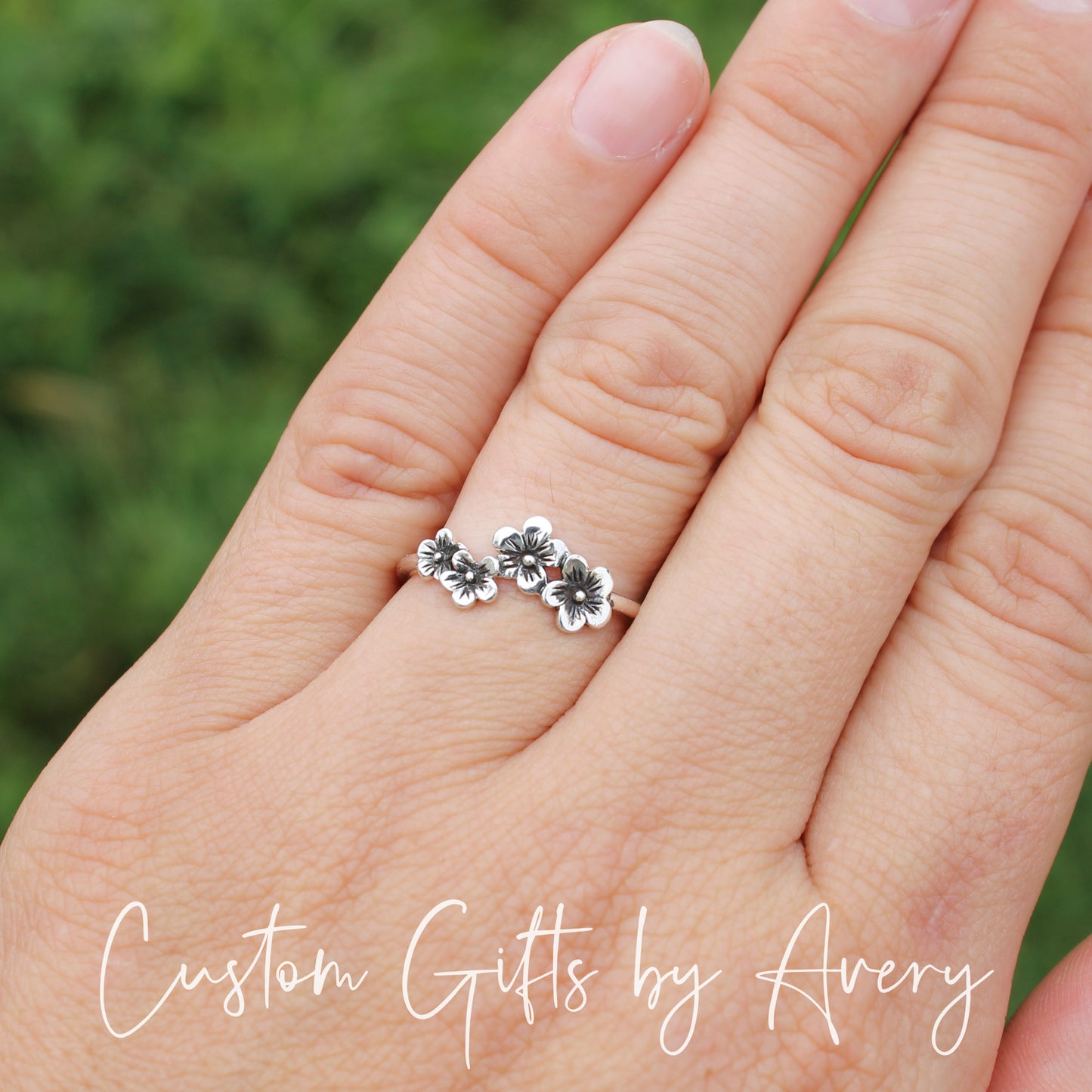 Sterling Silver Cherry Blossom Ring