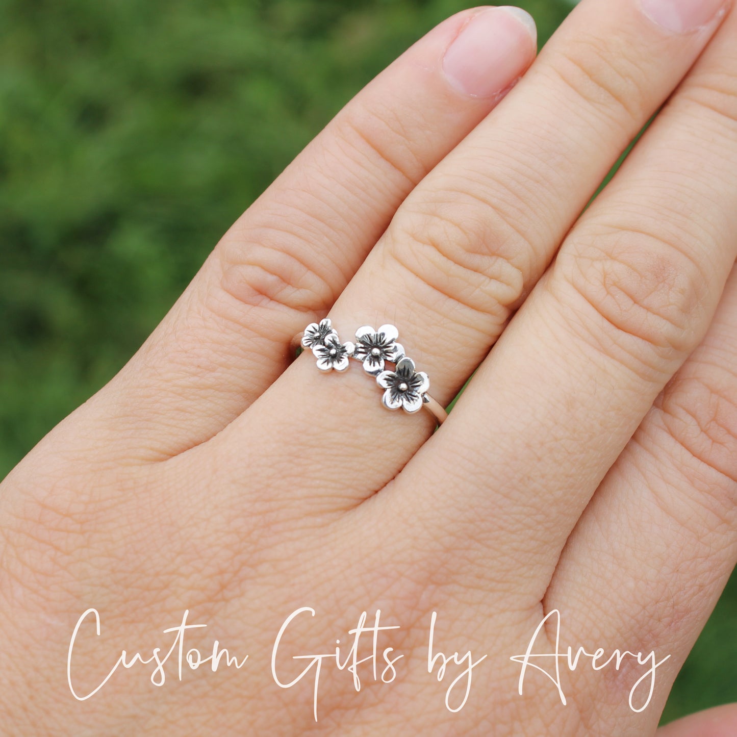 Sterling Silver Cherry Blossom Ring