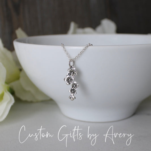 Sterling Silver Cherry Blossom Necklace