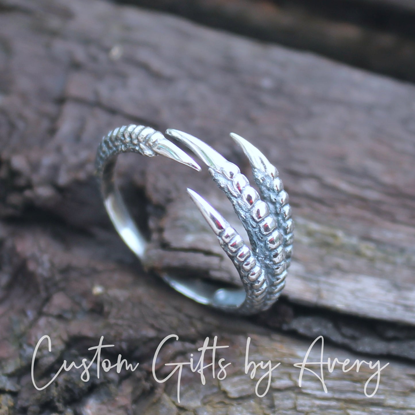 Wrap Around Claw Ring in Sterling Silver ~ Adjustable