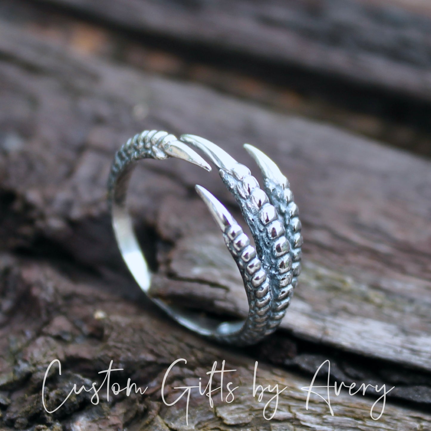 Wrap Around Claw Ring in Sterling Silver ~ Adjustable