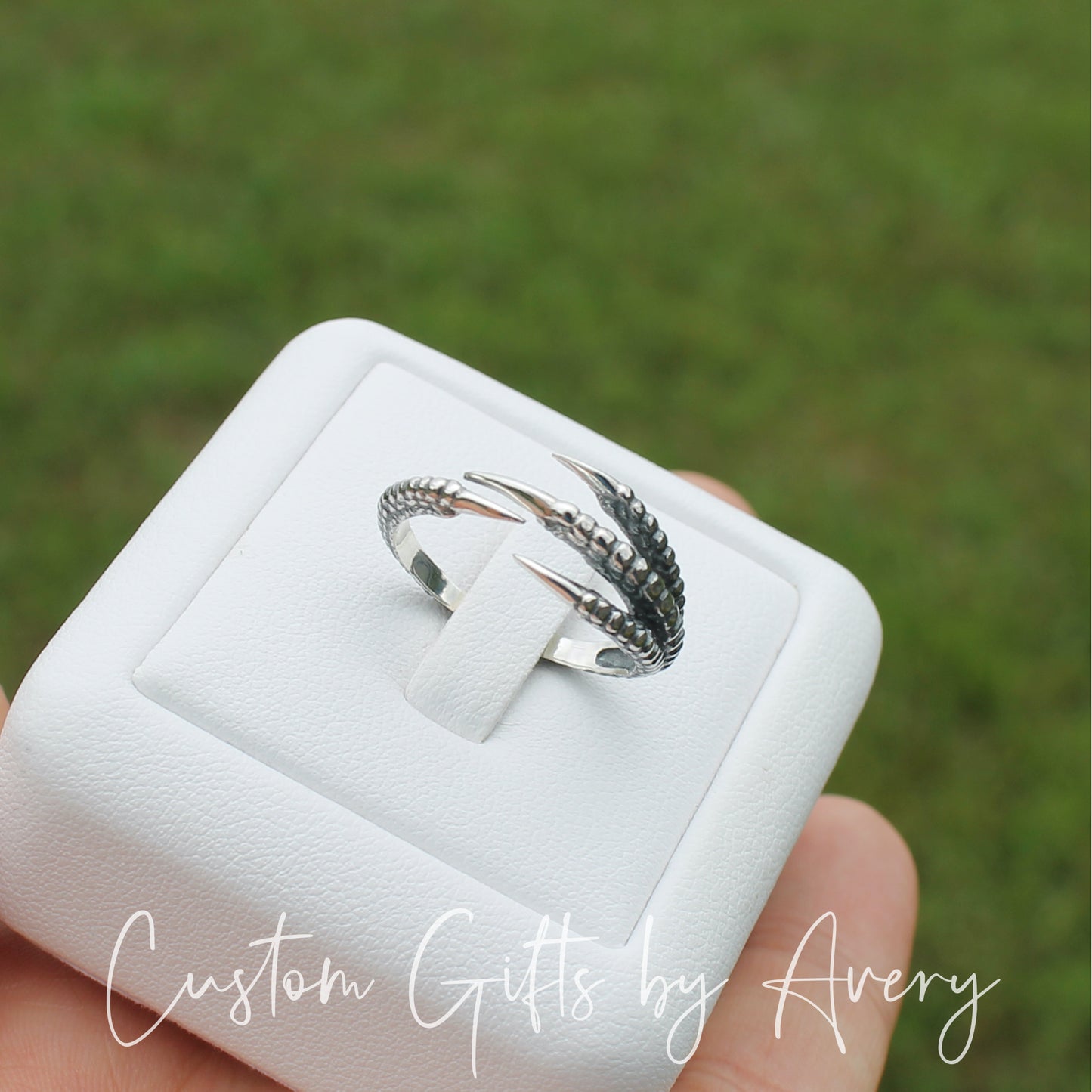 Wrap Around Claw Ring in Sterling Silver ~ Adjustable