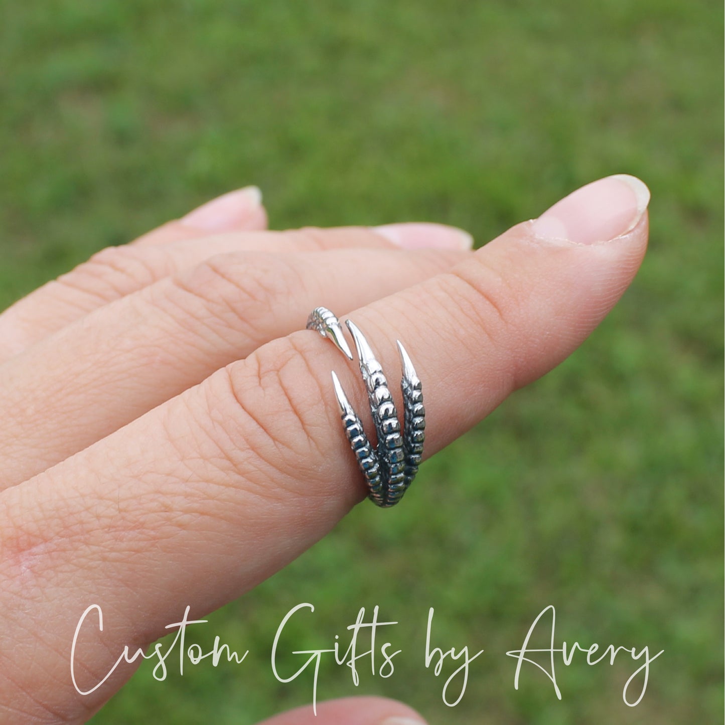 Wrap Around Claw Ring in Sterling Silver ~ Adjustable