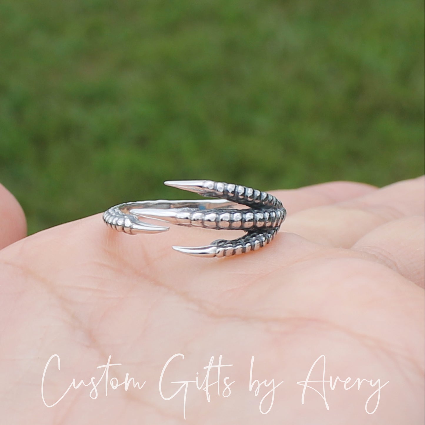 Wrap Around Claw Ring in Sterling Silver ~ Adjustable