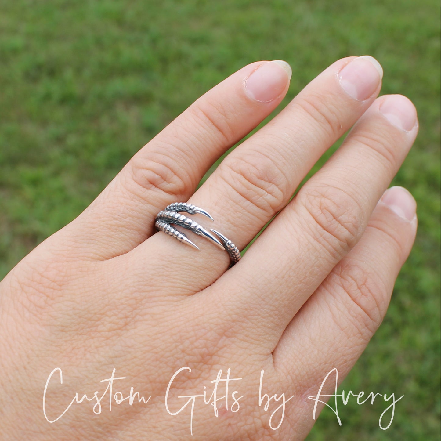 Wrap Around Claw Ring in Sterling Silver ~ Adjustable