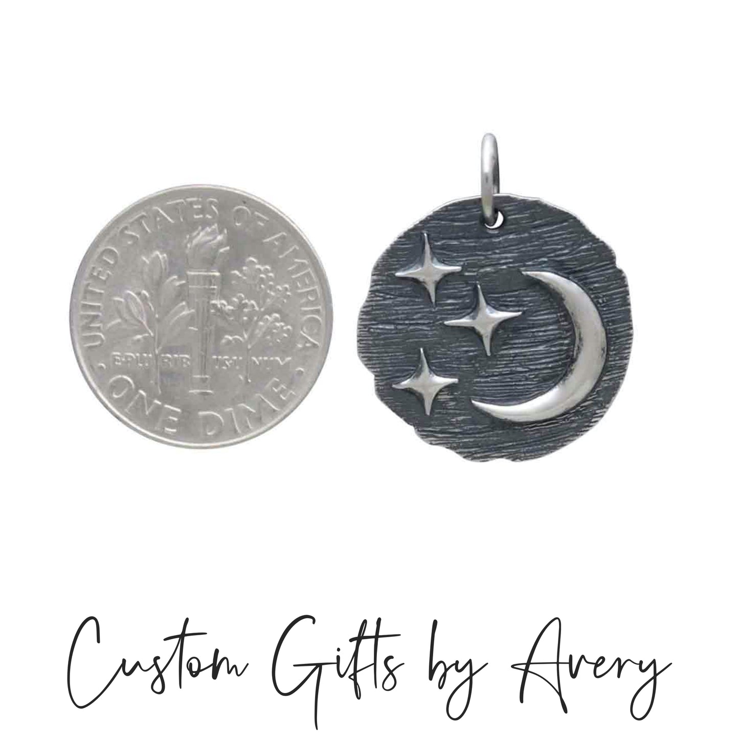 Sterling Silver Crescent Moon & Star Coin Necklace