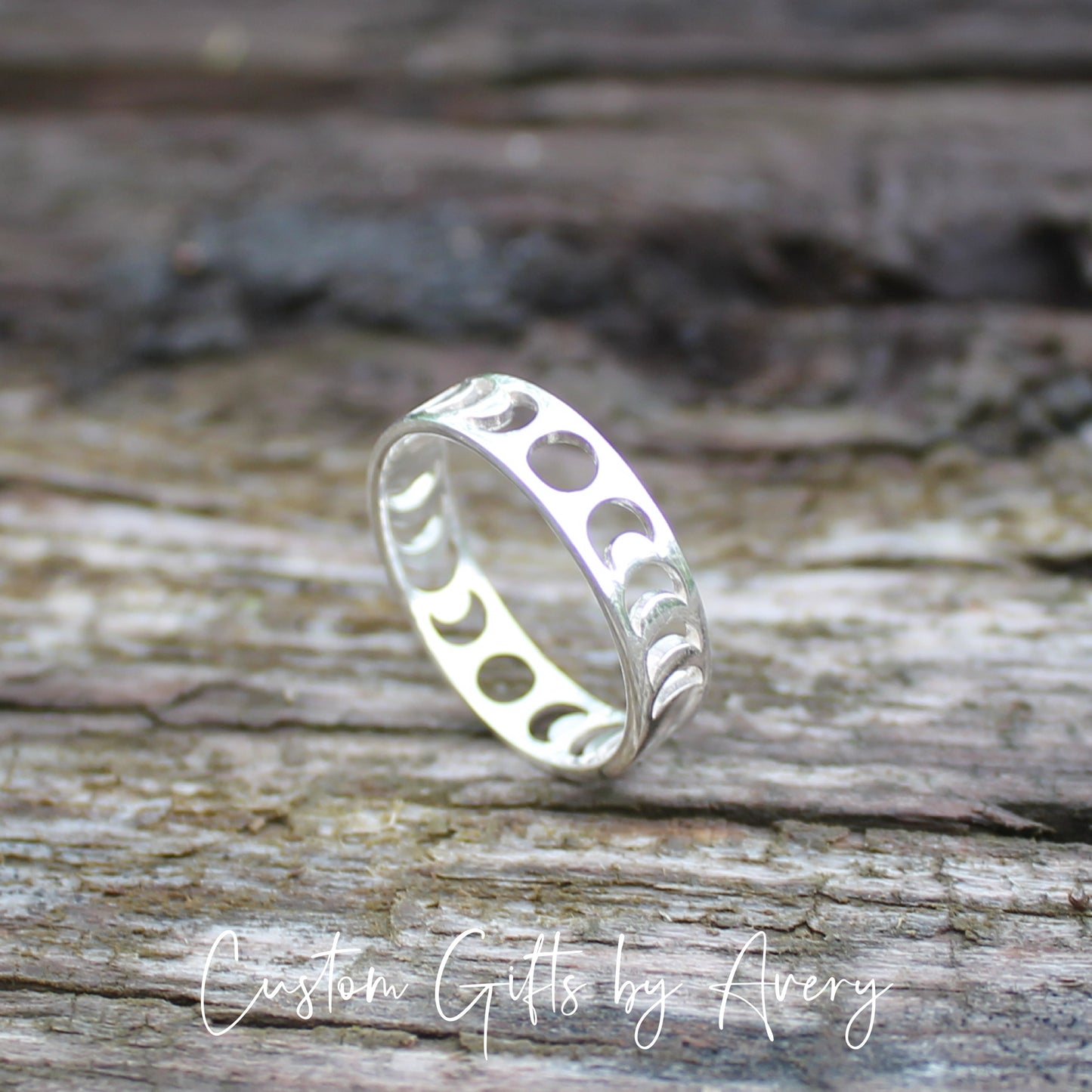 Sterling Silver Cut Out Moon Phases Ring