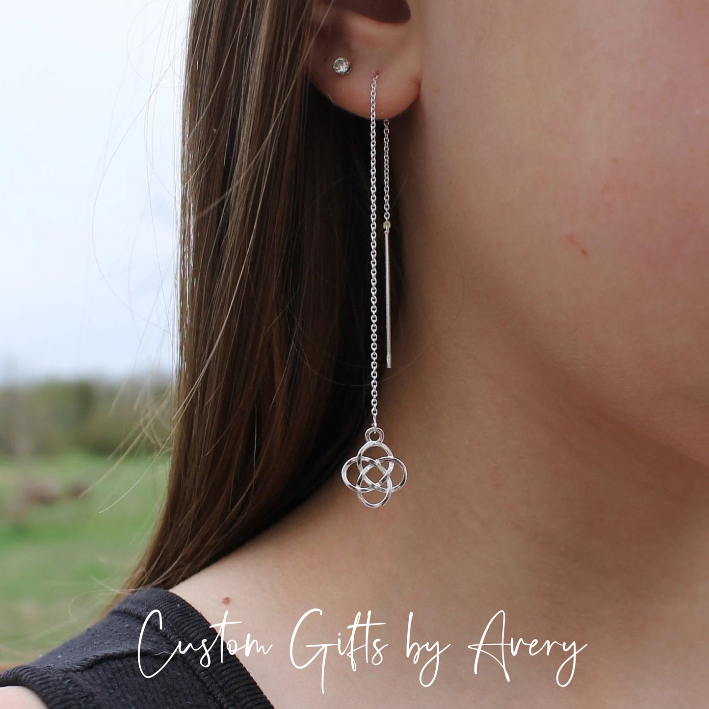 Sterling Silver Dara Knot Threader Earrings