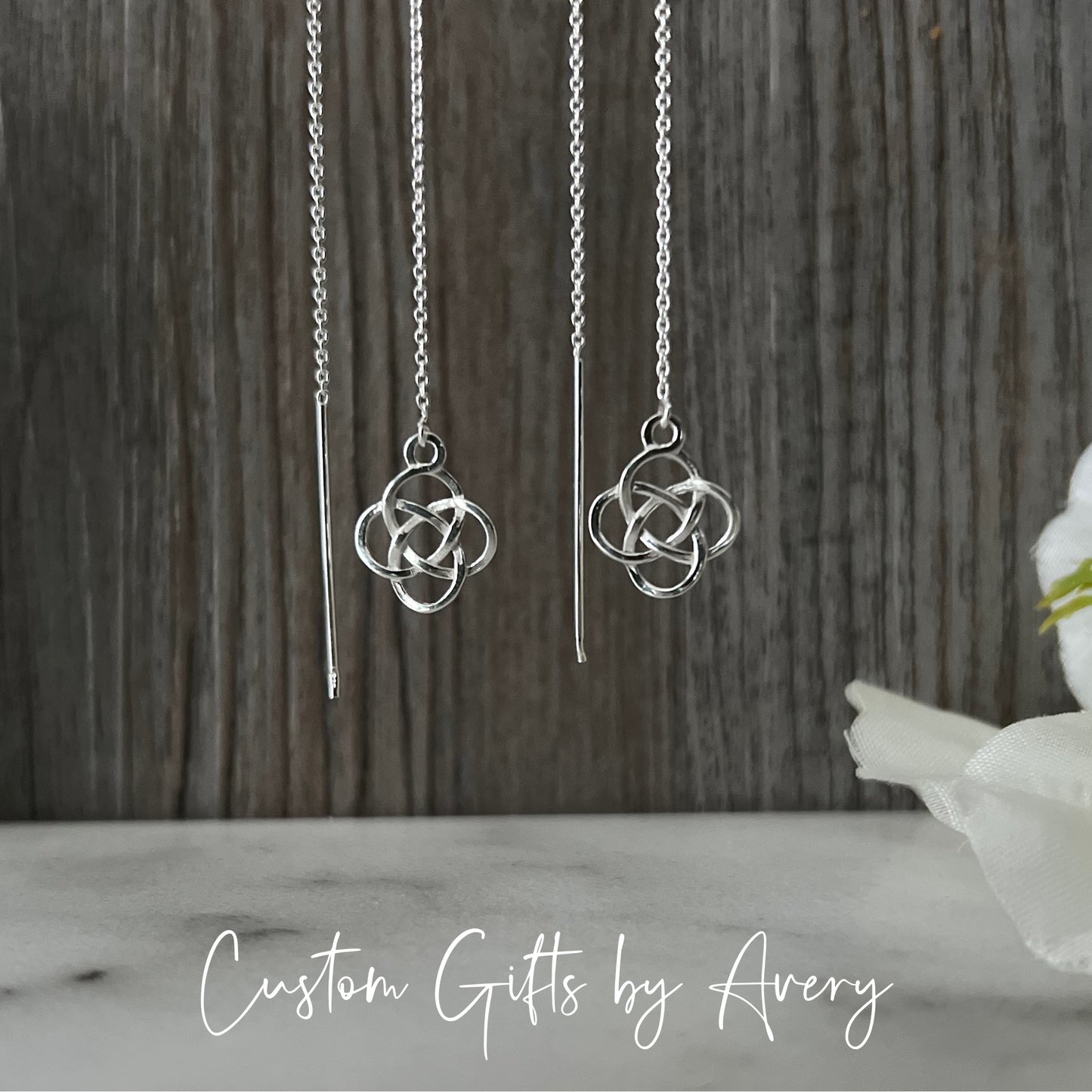 Sterling Silver Dara Knot Threader Earrings