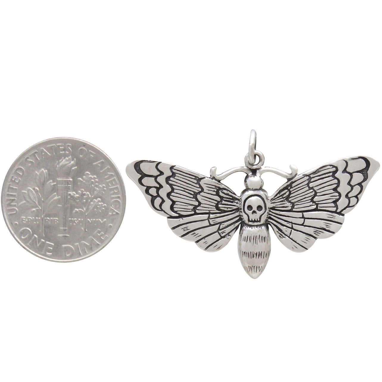 Sterling Silver Deaths Head Moth Necklace