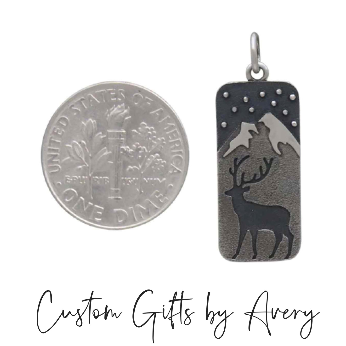 Sterling Silver Deer & Snow Capped Mountain Necklace