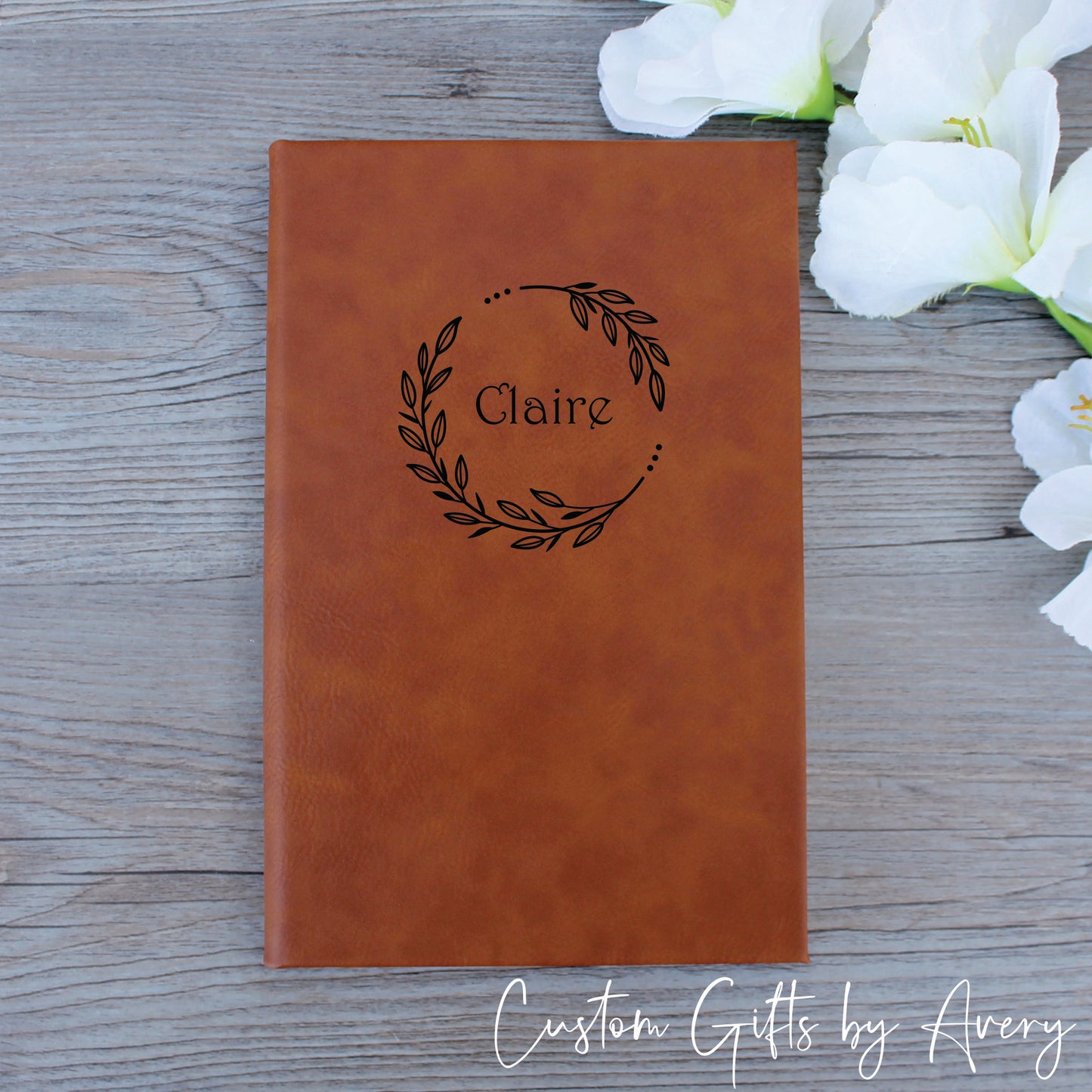 Personalized Notebook Journal ~ Laurel Wreath