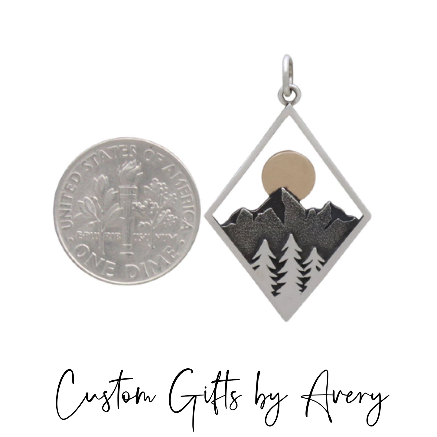 Sterling Silver Diamond Shaped Mountain Necklace