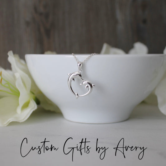 Sterling Silver Dolphin Heart Necklace